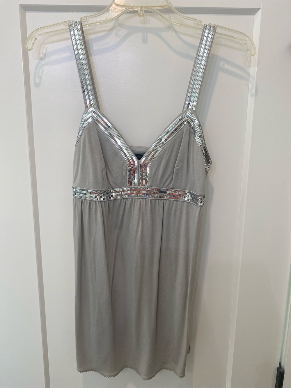 Express Silver Sequin-Trim Chemise